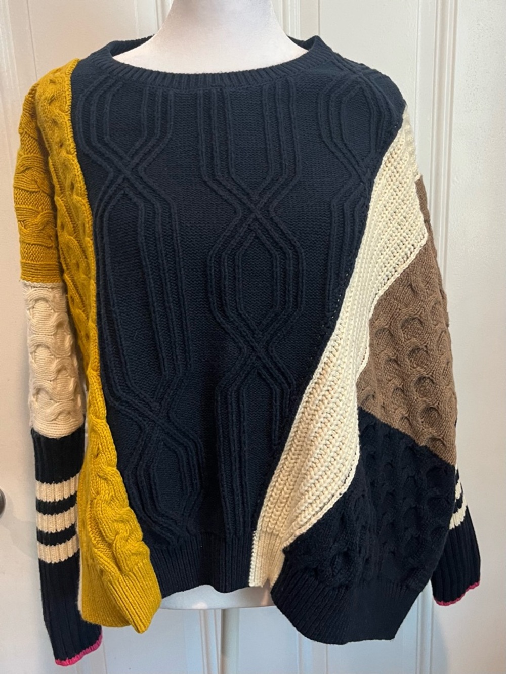 Maeve by Anthropology Color-block Cable Knit Sweater